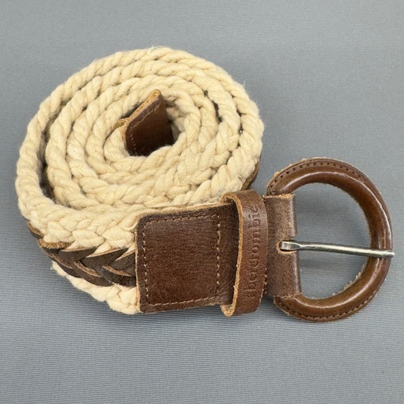 Abercrombie & Fitch Other - Abercrombie & Fitch Mens Woven Rope and Leather Belt L XL Brown Buckle Casual